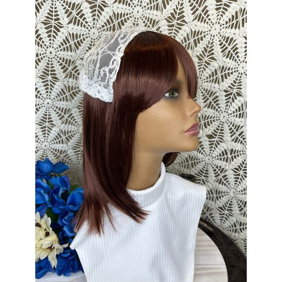 Vintage Bridal White Lace Calot Hat - Picture 1 of 9
